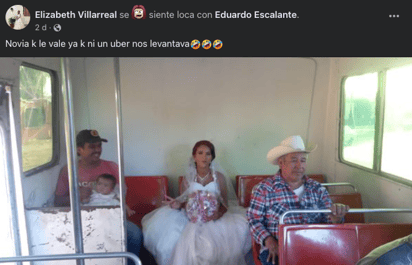 Elizabeth buscó llegar a su boda en un taxi o mediante plataformas de transporte por aplicaciones móviles, pero, al no conseguirlo, optó por trasladarse en camión.