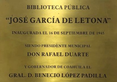 El 16 de septiembre de 1945, fue inaugurada la biblioteca José García de Letona como la primera en su tipo en la ciudad de Torreón.