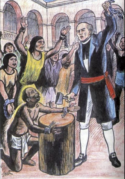 Abolición de la esclavitud por Miguel Hidalgo. Imagen: UNAM