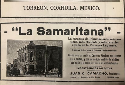 Anuncio de la funeraria La Samaritana.