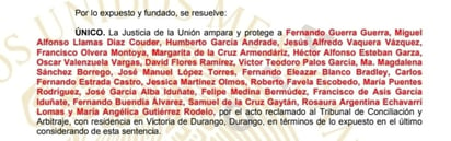 Juzgado Cuarto de Distrito en La Laguna ampara y protege a estos extrabajadores que demandan una actualización de salario.