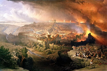 'El asedio y destrucción de Jerusalén por los romanos bajo el mando de Tito'. David Roberts, 1850.