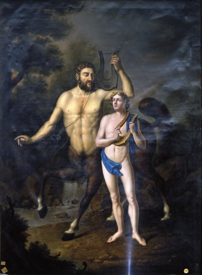 Aquiles y Quirón (1840). Pintura de Justo María de Velasco . Imagen: Wikimedia