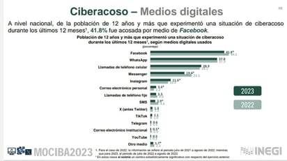 El INEGI comparte los datos estadísticos de ciberacoso correspondientes al último año. (CORTESÍA)