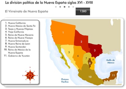 División política de la Nueva España con los Habsburgo. (UNAM)