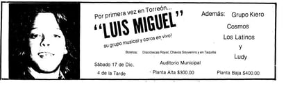 La primera vez que el artista vino a Torreón fue el 17 de diciembre de 1983.