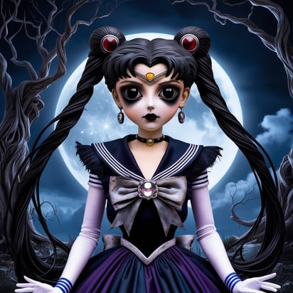 Sailor Moon al estilo de Tim Burton.