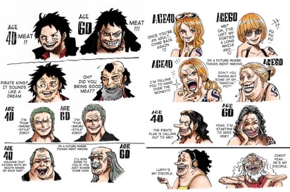 Personajes de One Piece a los 40 y 60 años (EIICHIRO ODA) 