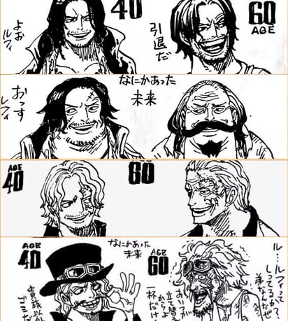 Personajes de One Piece a los 40 y 60 años (EIICHIRO ODA) 