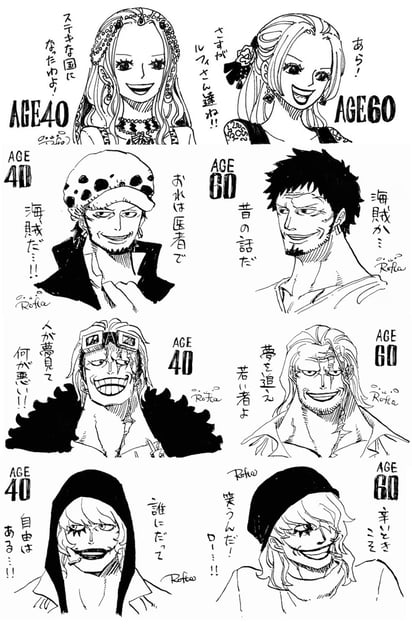 Personajes de One Piece a los 40 y 60 años (ROFTA) 