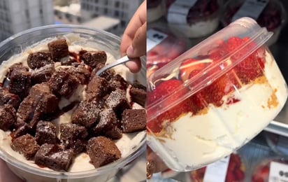 Postre de brownie con mazapán y fresas con crema (CAPTURA)