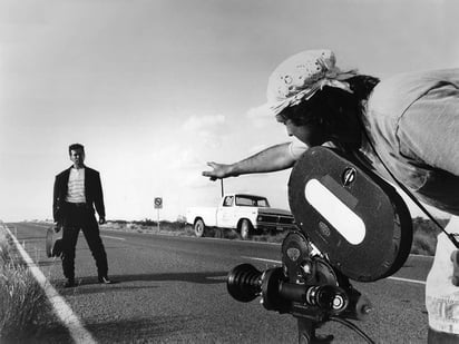 Robert Rodríguez durante la filmación de El Mariachi.