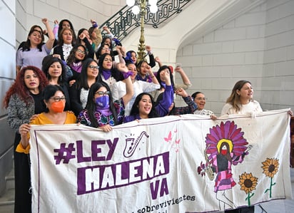 Manifestación a favor de la Ley Malena contra el delito de ataques con ácido. Foto: Congreso de la Ciudad de México.