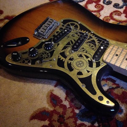 Steampunk Stratocaster, de Jake von Slatt. Imagen Flickr Jake von Slatt.