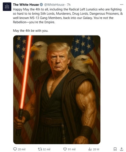 Captura de pantalla X @WhiteHouse