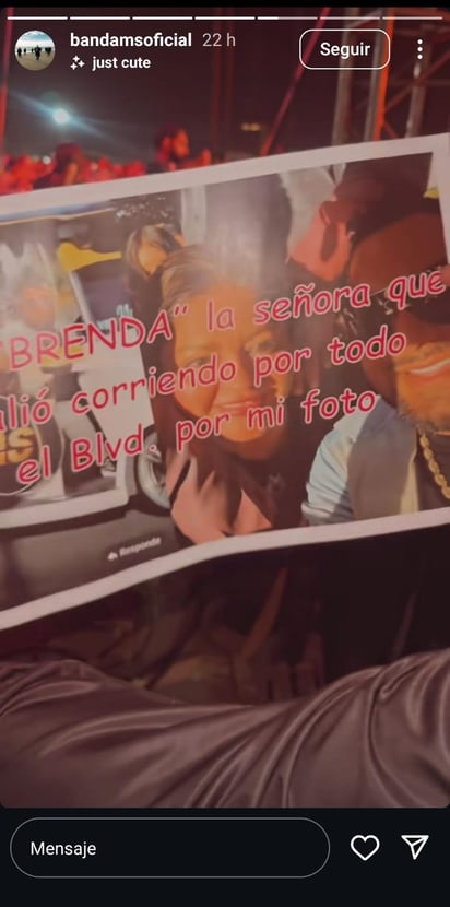 Captura de pantalla de la historia de la cuenta de la Banda MS en Instagram. 