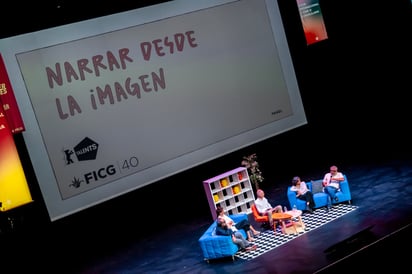 Panel. En la clase magistral “Narrar desde la imagen”, junto a Enrique Chediak, Bárbara Enríquez y Ana Terrazas. (Cortesía / FICG)