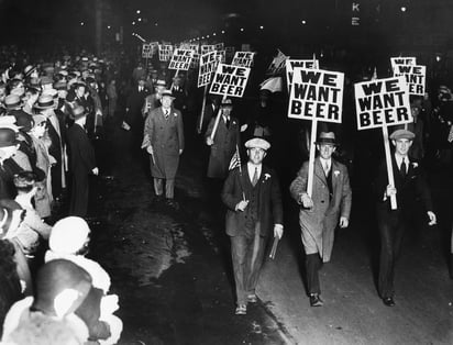 Manifestación contra el Volstead Act, origen del prohibicionismo en Estados Unidos. Foto: GettyImages