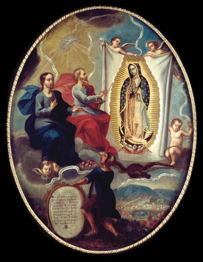 El Padre Eterno pintando a la Virgen de Guadalupe (1740-1750), atribuido a Joaquín Villegas. Foto: Cortesía Museo Nacional del Prado