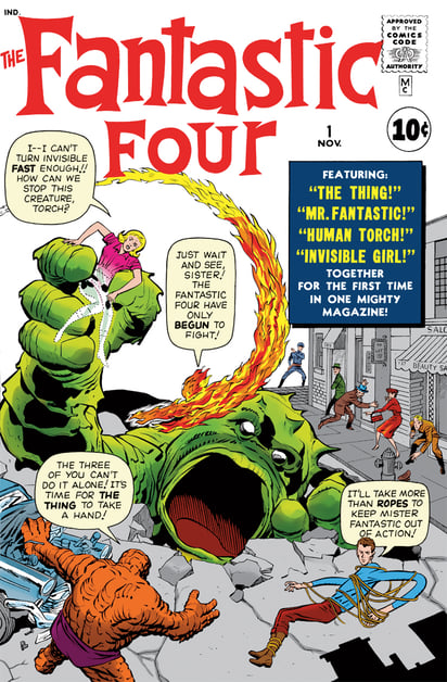 Debut. Esta es la primera portada de los “Cuatro Fantásticos” en los cómics.
