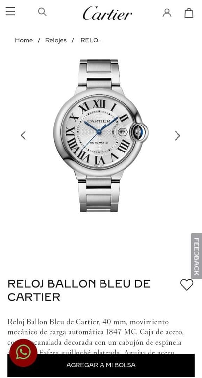 Reloj Ballon Bleu de Cartier. CARTIER / Captura de pantalla
