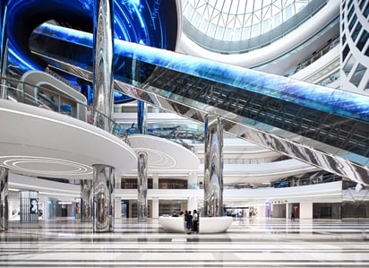 Wanda Plaza en Shenzhen, China, centro comercial que utiliza la tecnología para brindar una experiencia futurista. Imagen idpa-japan com.