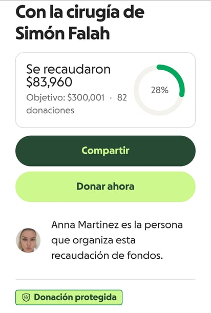La madre del niño solicita apoyo para cubrir los gastos médicos. [Go Fund Me]