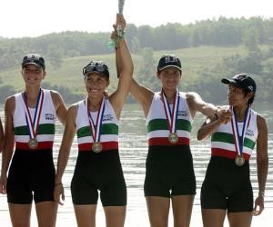 Claudia Montiel, Ana Carolina Valencia, Gabriela Huerta y Aline Charlotte Olvera lograron la medalla de bronce en la modalidad cuatro par corto ligero en el remo