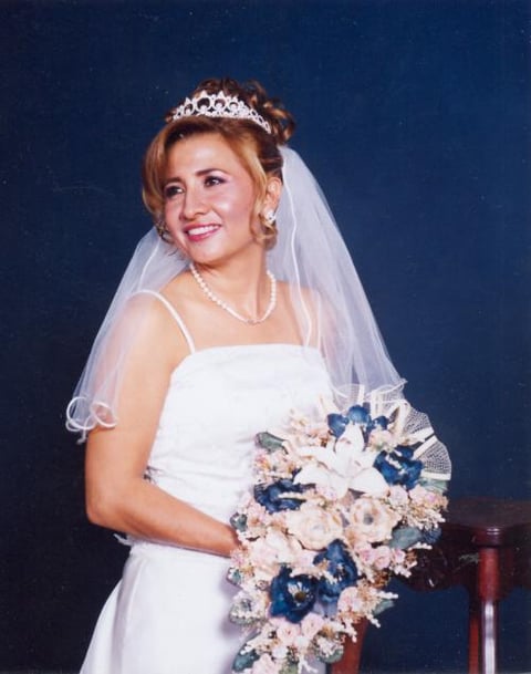 Lic. Ana Velia Monreal Loza el día de su enlace nupcial con el Ing. Julio César Barrera Villalobos.