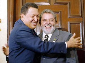 El presidente de Brasil Luiz Inacio Lula da Silva y el presidente venezolano Hugo Chávez son grandes amigos.