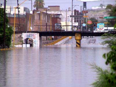 María Luisa López Nava caminaba desesperada por las vías del ferrocarril, entre lágrimas comentó que se dirigía a la presidencia municipal para pedir ayuda porque el agua seguía metiéndose a su vivienda y sus muebles se habían echado a perder. 

“De por sí que uno no tiene nada y con estas broncas”, dijo la mujer, quien soltó el llanto cuando recordó que minutos antes había tenido que sacar en brazos a sus nietos, Diana Gabriela y Kevin Antonio, de cinco y cuatro años respectivamente.


Calle Urrea en Gómez Palacio