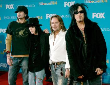 llegadarecently-reunited rock group motley crue (l-r) tommy lee, mick mars, vince neil and nikki sixx, arrives-
