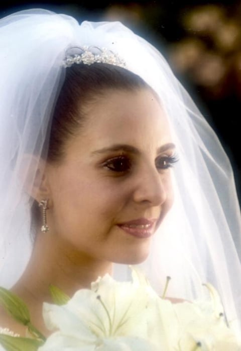 Srita. Bertha Alicia Garza del Valle el día de su enlace matrimonial con el  Ing. Mauricio Antonio Chibl