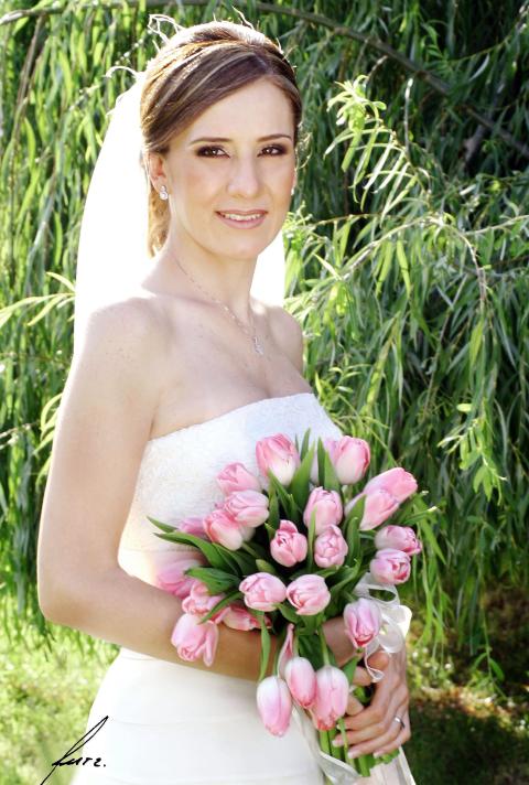 Srita. Adriana Ortega García, el día de su enlace nupcial con el Sr. Juan Antonio Múzquiz Lazalde.