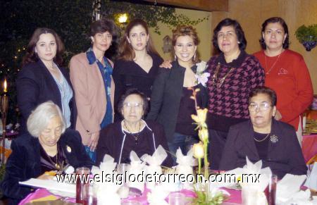 15122006 
Margarita Ríos V. de Machado, Laura de Gallegos, Gloria de Ávila, Gloria Viesca, Rebeca García, Rosita Grimaldo, Ruth García y Feliza Obregón acompañaron a Karina Lumbreras Machado, en su despedida de soltera.