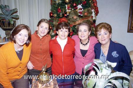 23122006 
 María Eugenia Dávila, Cristina Cepeda, María Estela de Ortiz, Guille Sifuentes y Myrna  Lozano de Gáme.