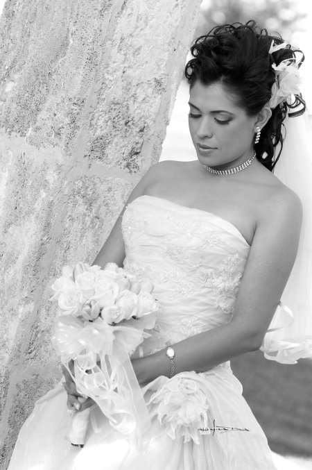 Lic. Judith Valenzuela Castañón el día de su boda con el S.P.C. Jason Allan Wilson. 

Estudio Carlos Maqueda.