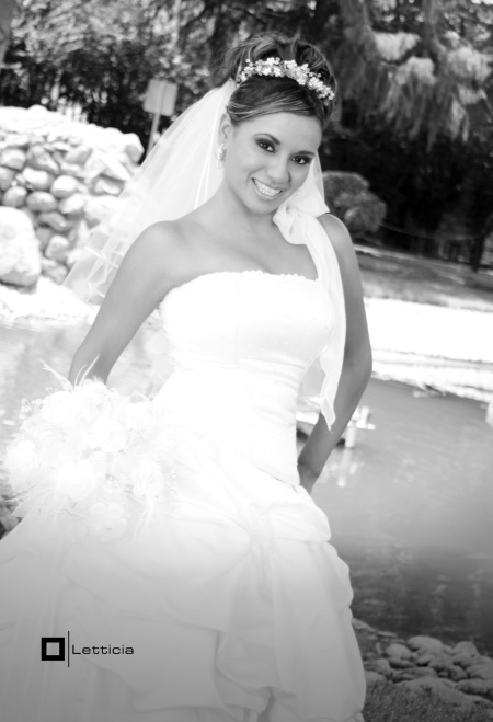 Srita. Abigaíl Mendoza Herrera, el día que unió su vida en matrimonio con el Sr. José Francisco René García Soto. 

Estudio Letticia
