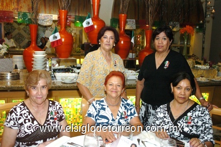 07092008
María del Carmen de la Peña, Elisa Gutiérrez, Elba Sifuentes, Yolanda de Gutiérrez y Enriqueta de Ibarra.