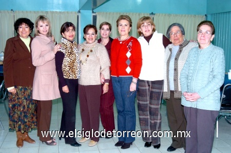 16012009
Mayela del Río, Gloria de García, Martha Bustos, Nancy Cháirez, Chepis de Pérez, Yolis Muñiz, Meche Gallegos, Ángeles Carreón y Consuelo Pérez