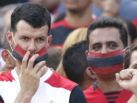 El tapabocas de los que hacen huelga.
