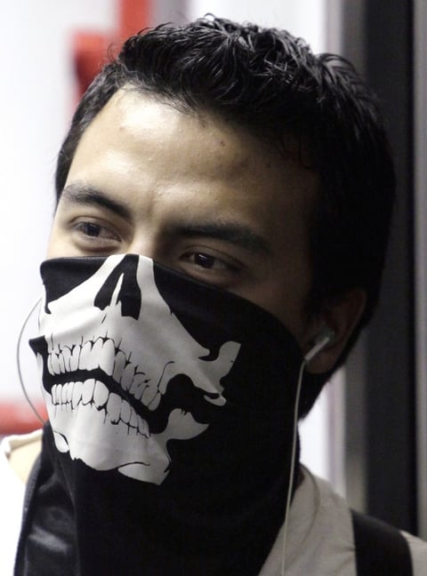 El tapabocas de calavera.