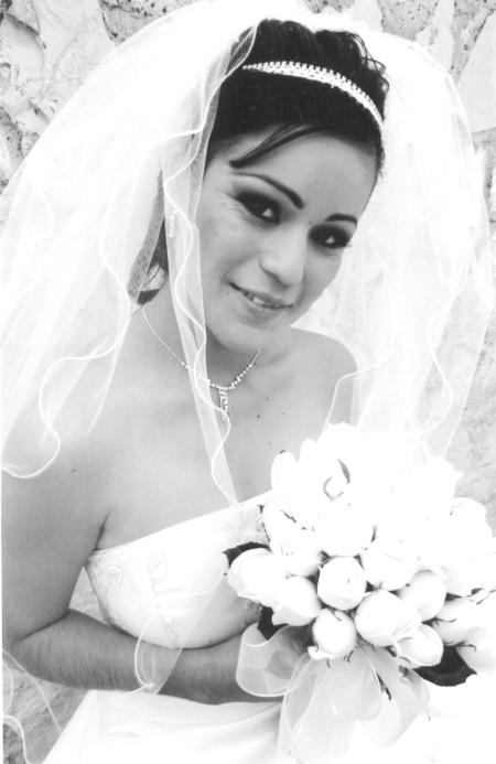 Srita. Jéssica Yazmín Jiménez Guerrero, captada el día de su boda con el Sr. Francisco Javier García Salazar.
