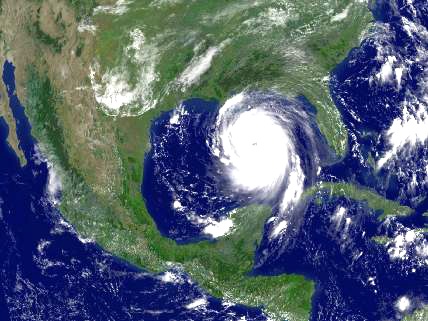 Vista del huracán Katrina en 2005.