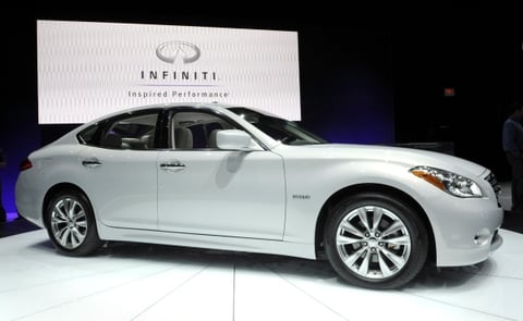 El híbrido Infiniti M35 es expuesto en el Salón del Automóvil de Los Ángeles, California.
