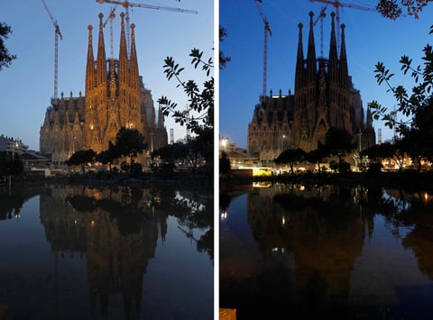 En Barcelona, la Sagrada Familia apagó sus luces durante una hora.