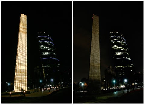 La polémica Estela de Luz en el DF, quedó en penumbras durante la Hora del Planeta.