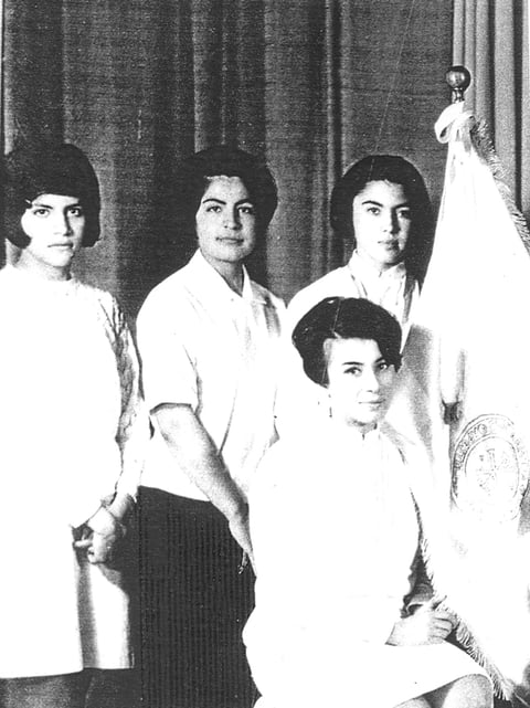 ROSY  Viesca, Juanita Montoya, Bertilín Sepúlveda y Alma Rosa Silva, en una fotografía tomada en Francisco I. Madero en el año de 1967.