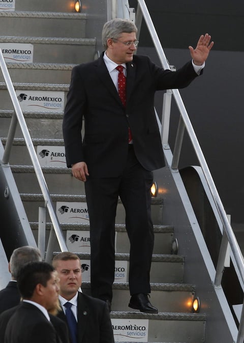 El Primer Ministro canadiense, Stephen Harper, llegó al puerto mexicano de Los Cabos.