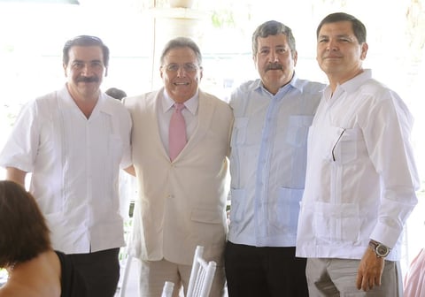 22082012 JORGE  Zarzar, Gerardo Guajardo, Neto García y José Luis Aguirre, en recepción nupcial.